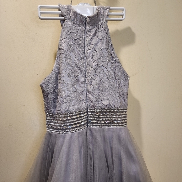 GINDY USA Silver Short Tule sleeveless Homecoming dress size S - Picture 7 of 16